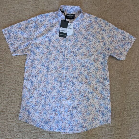 NWT Rodd & Gunn Shirt Men XL Red Blue Floral Short Sleeve Button Down Sports Fit - Picture 1 of 7